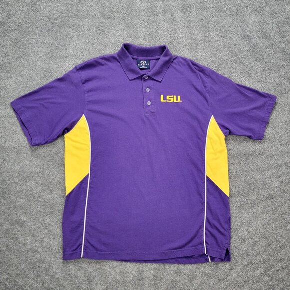 Louisiana State Tigers Polo Shirt Mens Medium Purple Yellow NCAA Football LSU - Picture 1 of 9